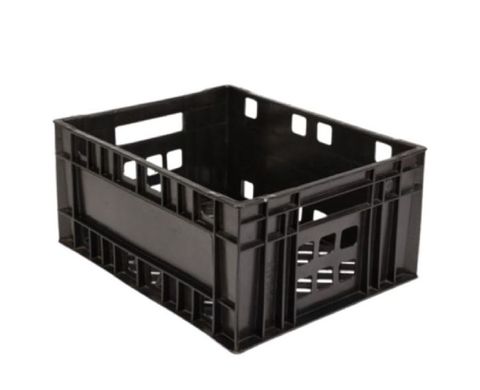 Dairy-crate-vented-black-for-10kg-stackable-diagonal-view